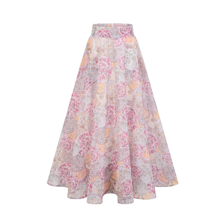 Assuntina Shirt & Skirt Set Pink Pattern - Print Calf Length