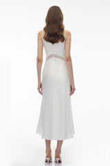 Astarte White Floral Lace Twist Midi Dress