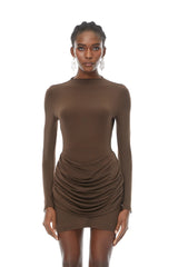 Astrid Brown Bodycon Ruched Mini Dress