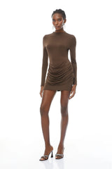 Astrid Brown Bodycon Ruched Mini Dress