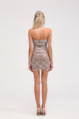 Astrid brown embellished mini dress