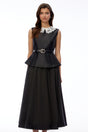 Ata Black Lace Trim Midi Dress