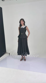 Ata Black Lace Trim Midi Dress