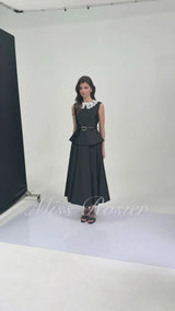 Ata Black Lace Trim Midi Dress