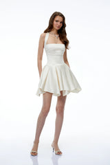 Ata White Halterneck Ruffled Mini Dress
