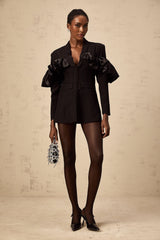 Aubree Blazer - Shawl Lapels - Boned Waist - Ruffled Detailing - Panelled Design