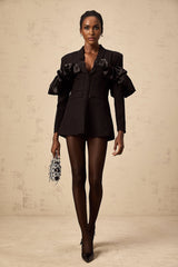 Aubree Blazer - Shawl Lapels - Boned Waist - Ruffled Detailing - Panelled Design