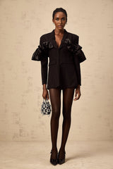 Aubree Blazer - Shawl Lapels - Boned Waist - Ruffled Detailing - Panelled Design