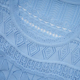 Aubree Midi Dress Blue Crochet - Knit Ruffled Trim