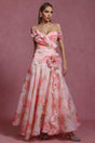 Aubree Pink Floral Off-Shoulder Ruffle Dress