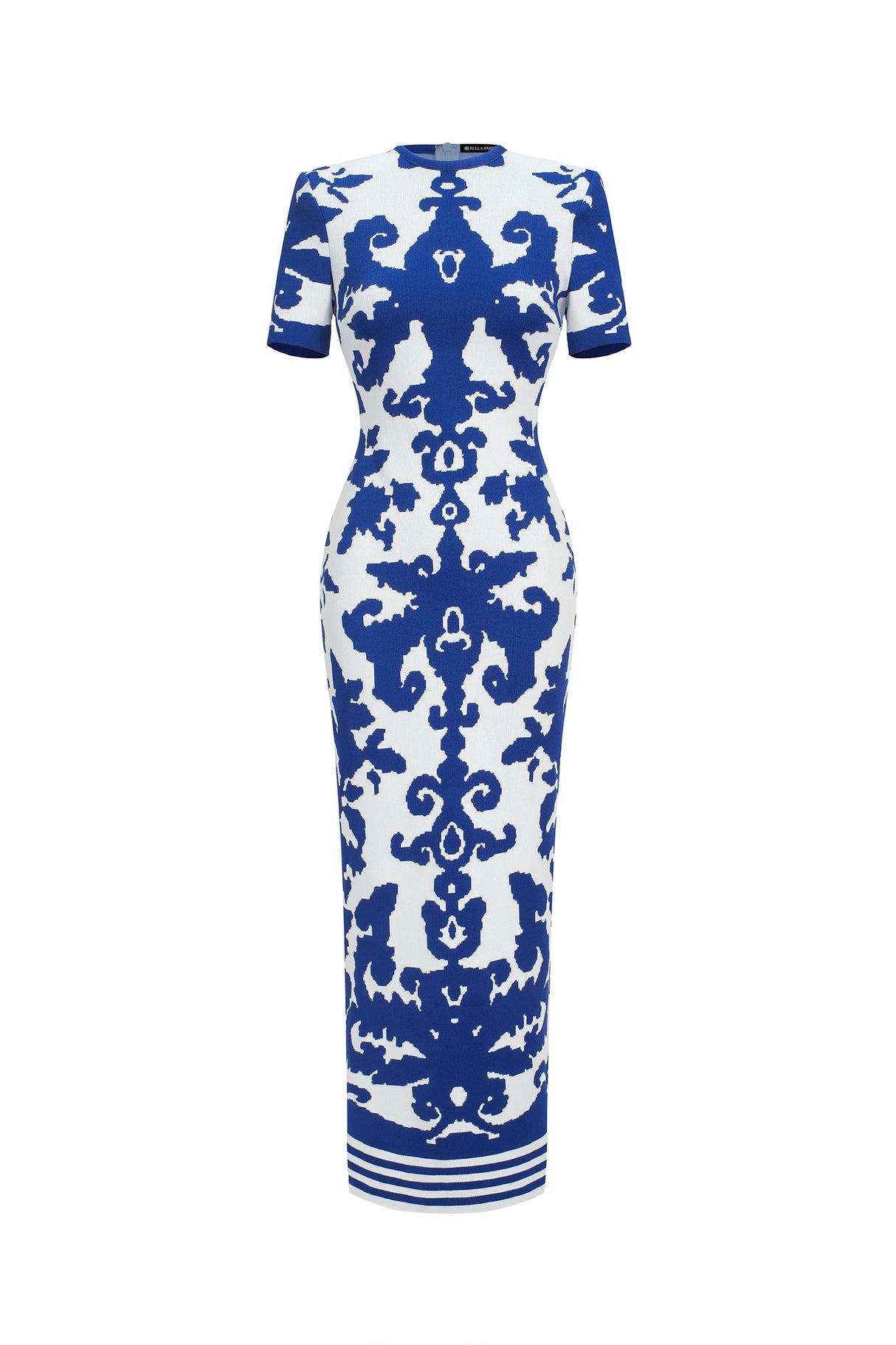 Aubrey Blue Jacquard Bandage Maxi Dress