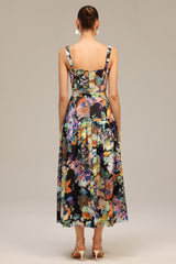 Audrey Black Floral Maxi Halter Dress