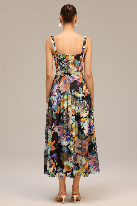 Audrey Black Floral Maxi Halter Dress