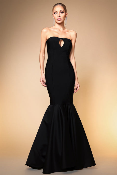 Audrey Black Mermaid Dress with Keyhole Neckline for Special Occasions