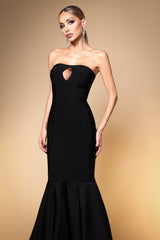 Audrey Black Mermaid Dress with Cut-Out Detailing and Keyhole Neckline for Special Occasions