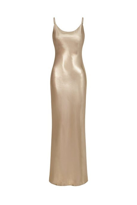 Audrey Gold Backless Sleeveless Maxi Dress