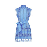 Audrey Mini Dress - Sleeveless - High Neck - Cut - out Design - Belted Waist