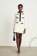 Audrey white waffleknit jacket  skirt matching set