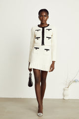 Audrey white waffleknit jacket  skirt matching set