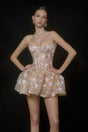 Aureliana Nude Floral Embroidered Sequin Mini Dress