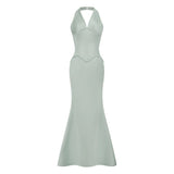 Aurélie Green Halterneck Mermaid Maxi Dress