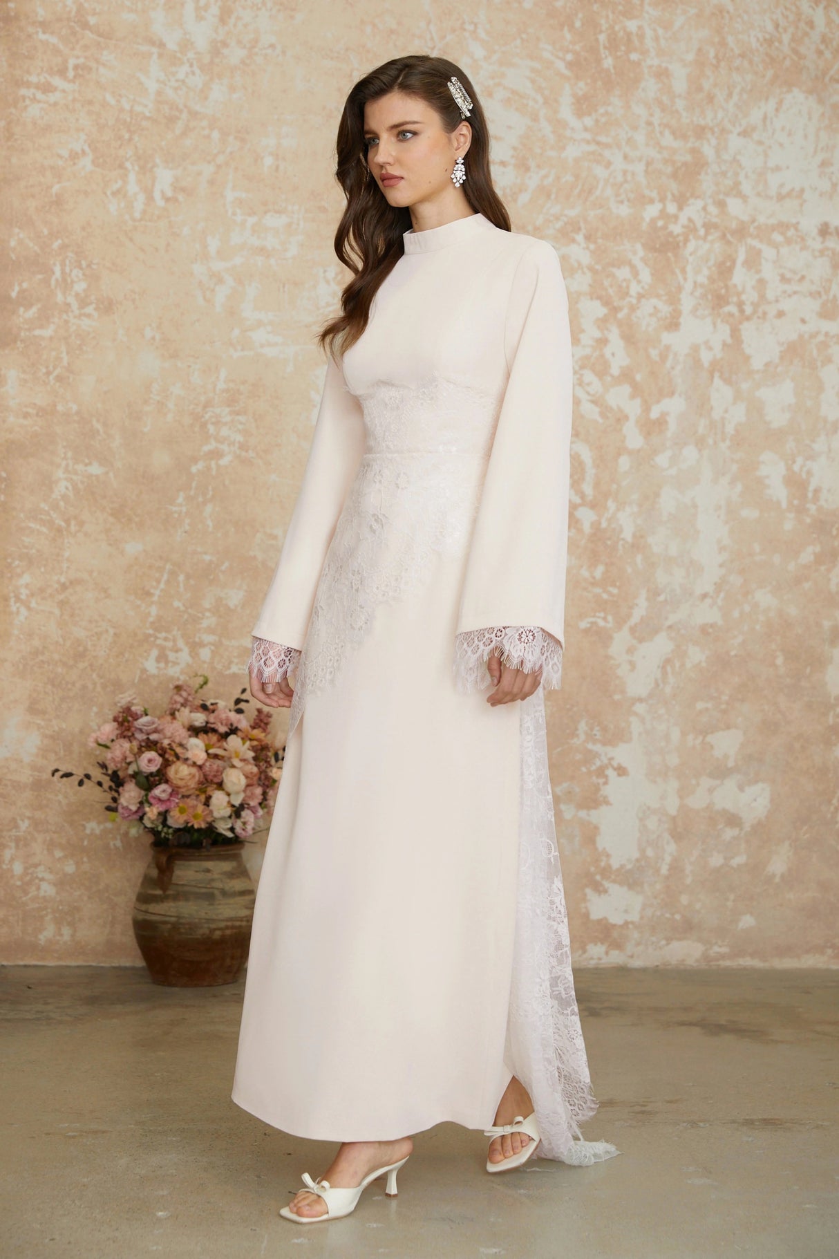 Aurora White Floral Lace Maxi Dress