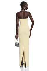 Aurora Yellow Off Shoulder Maxi Dress with 3D Florals