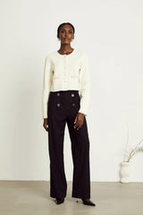 Aurore beige fauxpearl cardigan