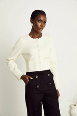 Aurore beige fauxpearl cardigan