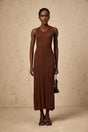 Aurore brown knitted midi dress with cut out details
