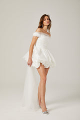 Aurore white offshoulder bowknot mini dress