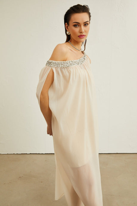 Austen crystalembellished semisheer midi dress