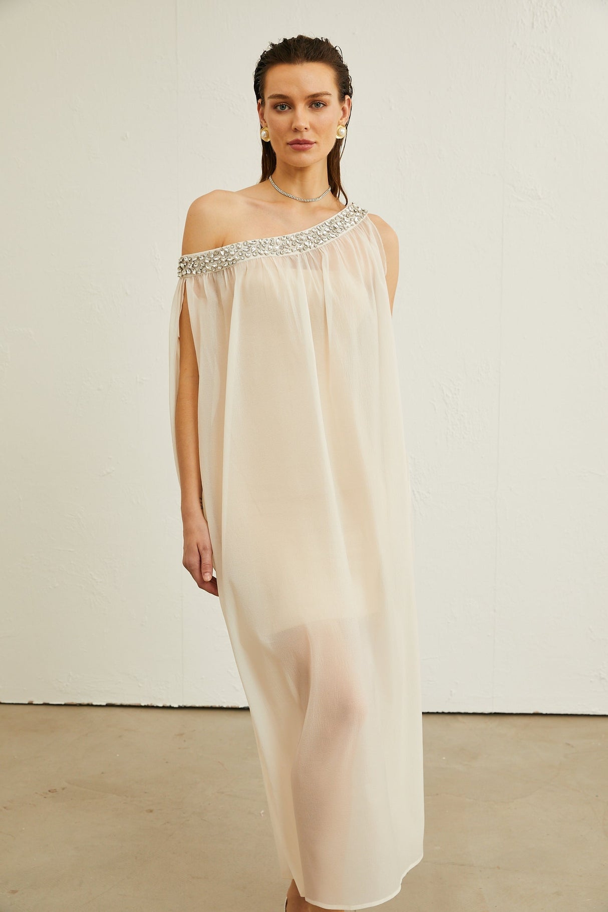 Austen crystalembellished semisheer midi dress