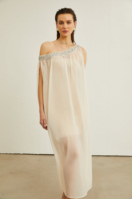 Austen crystalembellished semisheer midi dress
