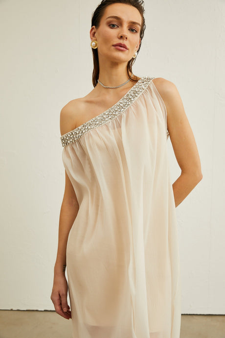 Austen crystalembellished semisheer midi dress
