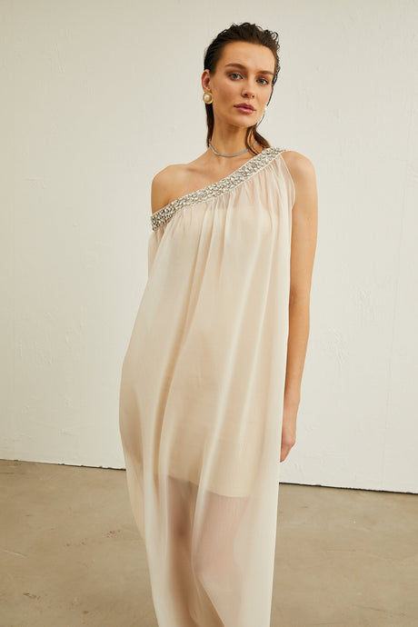 Austen crystalembellished semisheer midi dress