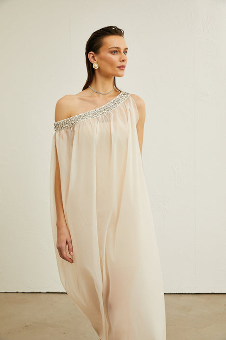 Austen crystalembellished semisheer midi dress