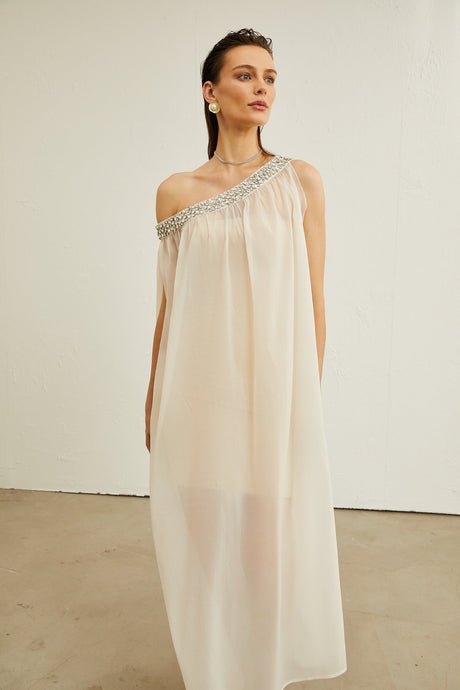 Austen crystalembellished semisheer midi dress