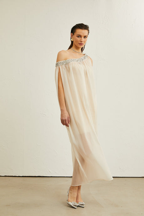 Austen crystalembellished semisheer midi dress