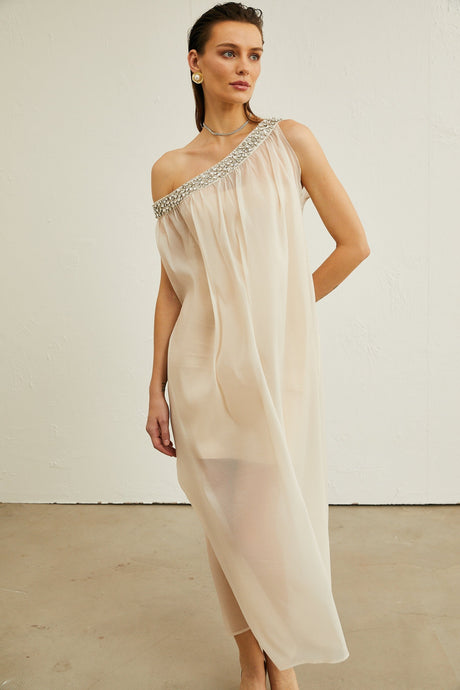 Austen crystalembellished semisheer midi dress