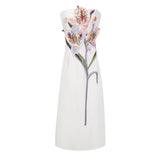 Automne White Floral Embroidered Maxi Dress
