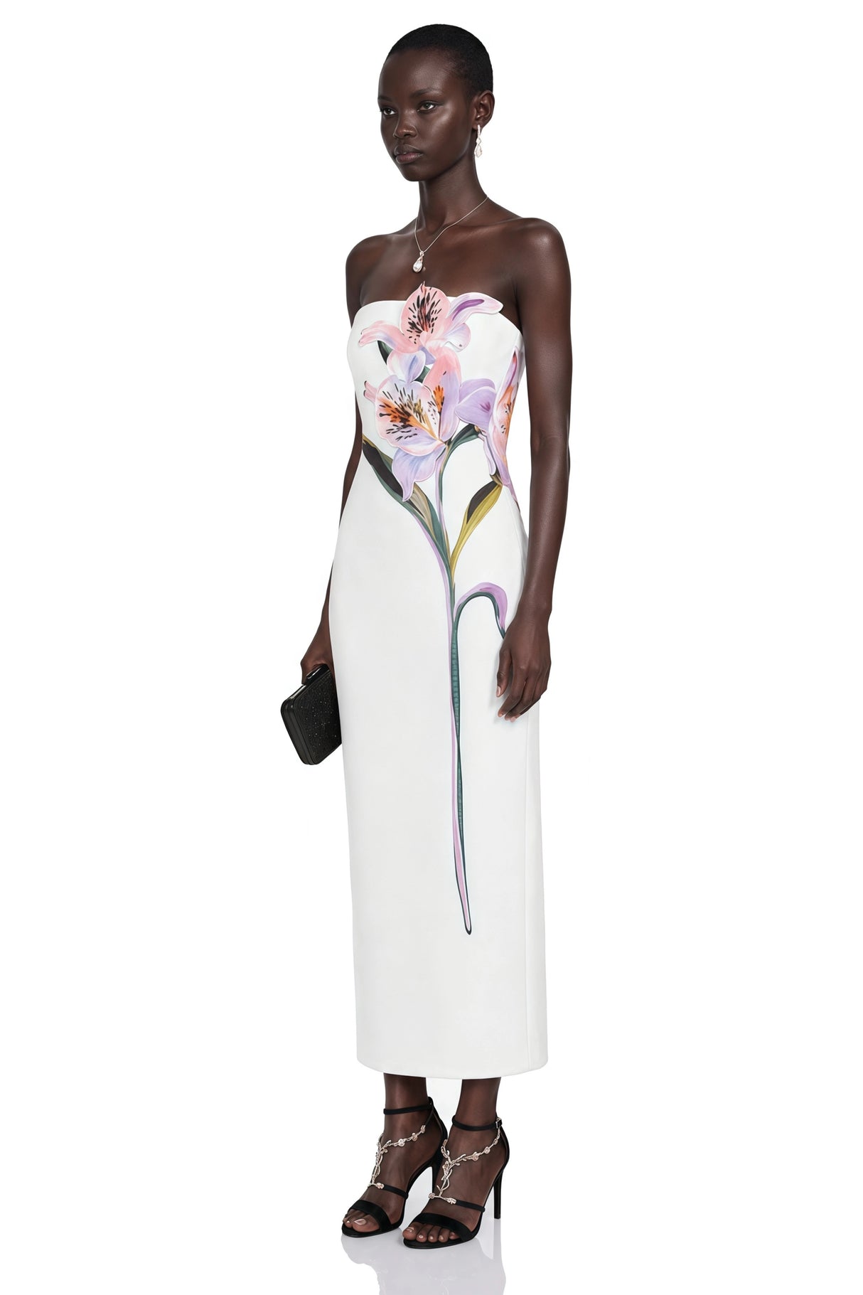Automne White Floral Embroidered Maxi Dress