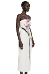Automne White Floral Embroidered Maxi Dress