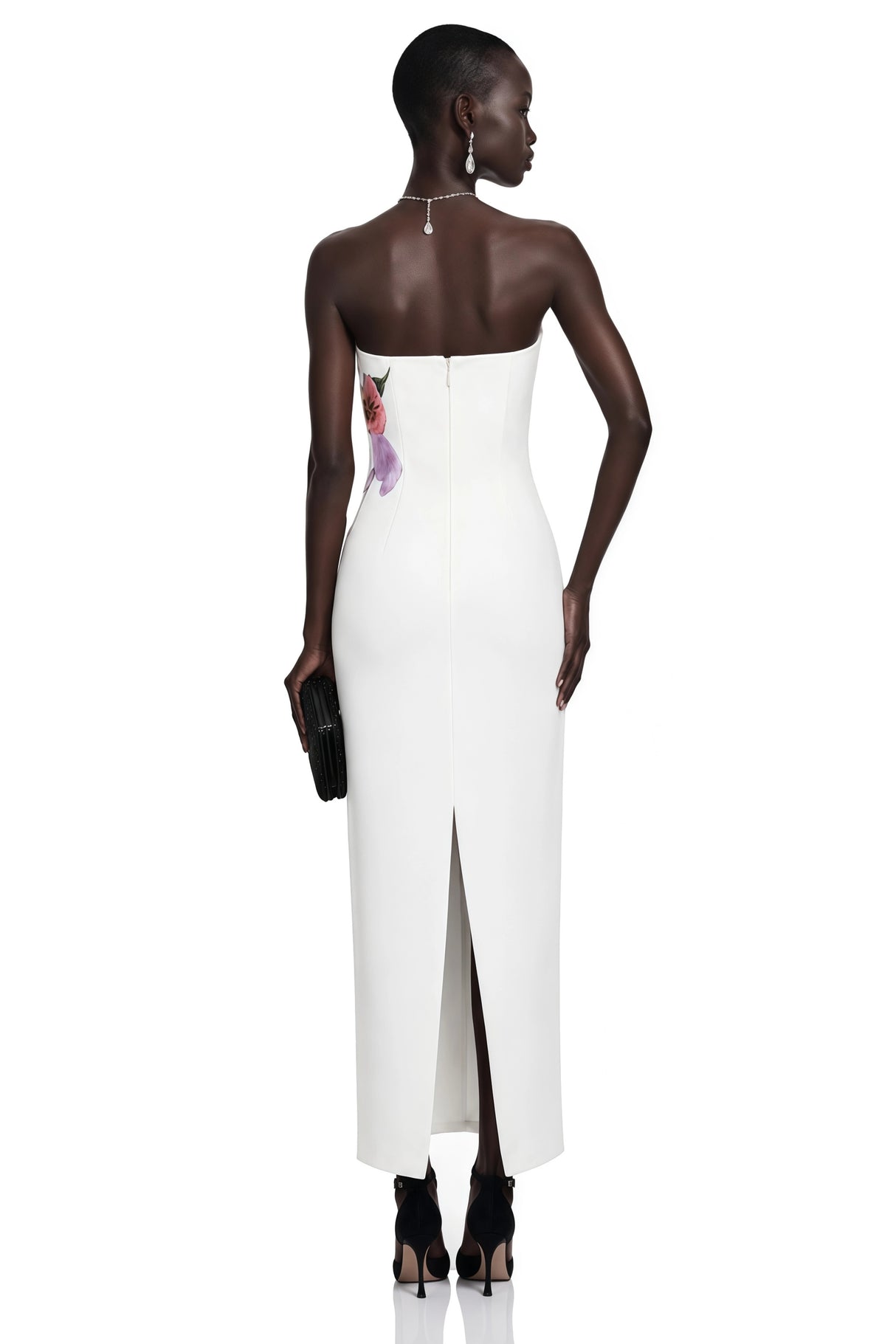 Automne White Floral Embroidered Maxi Dress