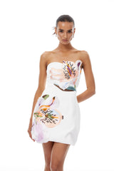 Automne White Floral Embroidered Mini Dress
