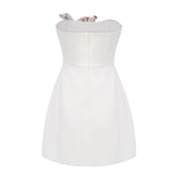 Automne White Floral Embroidered Mini Dress