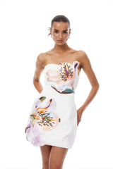Automne White Floral Embroidered Mini Dress