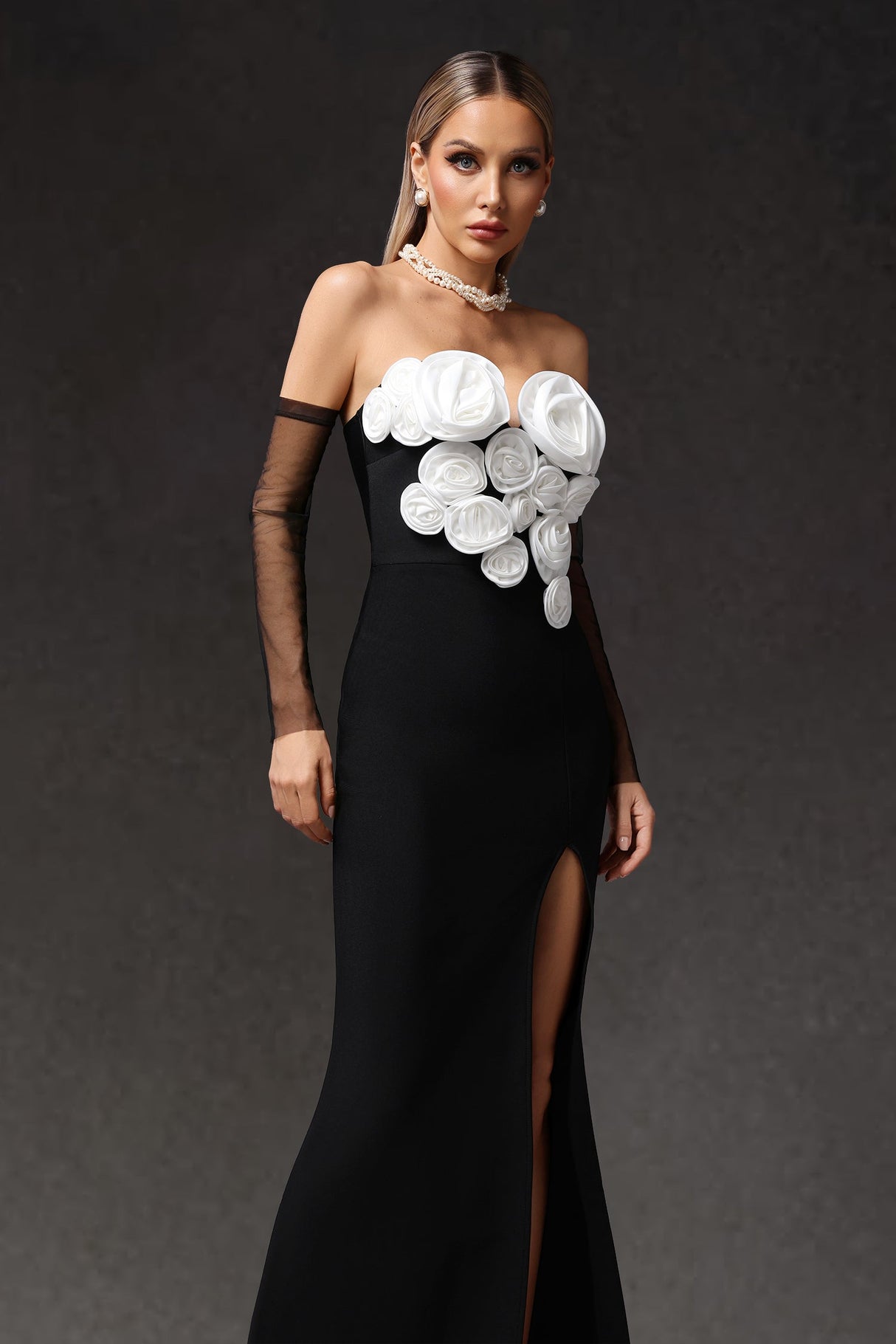 Autumn Black Floral Off-Shoulder Dress