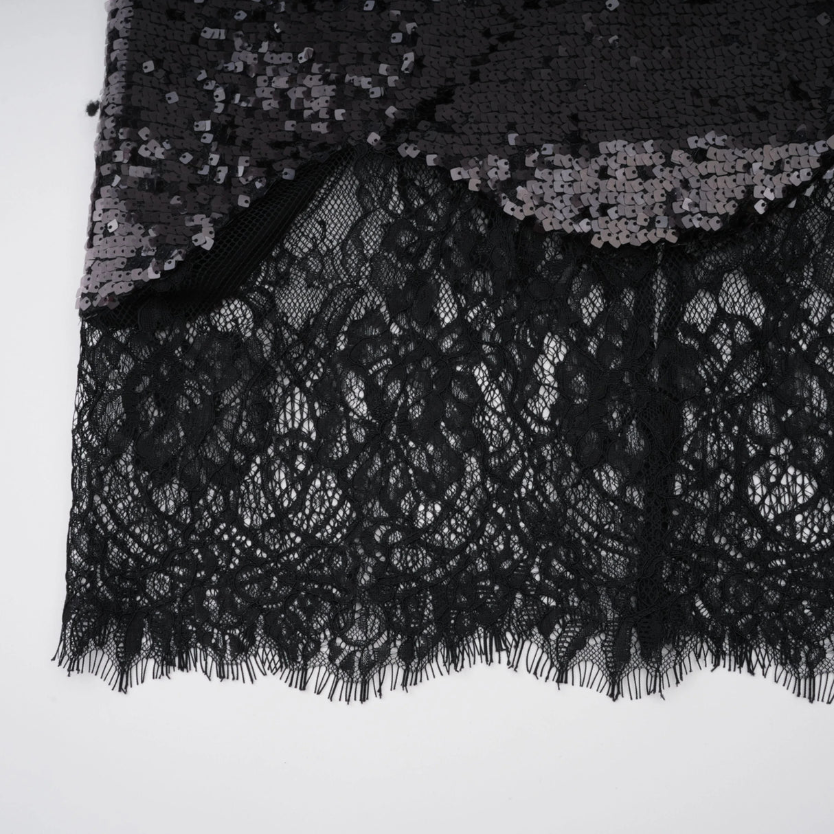 Ava Black Lace Panel Sequined Maxi Dress