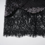 Ava Black Lace Panel Sequined Maxi Dress